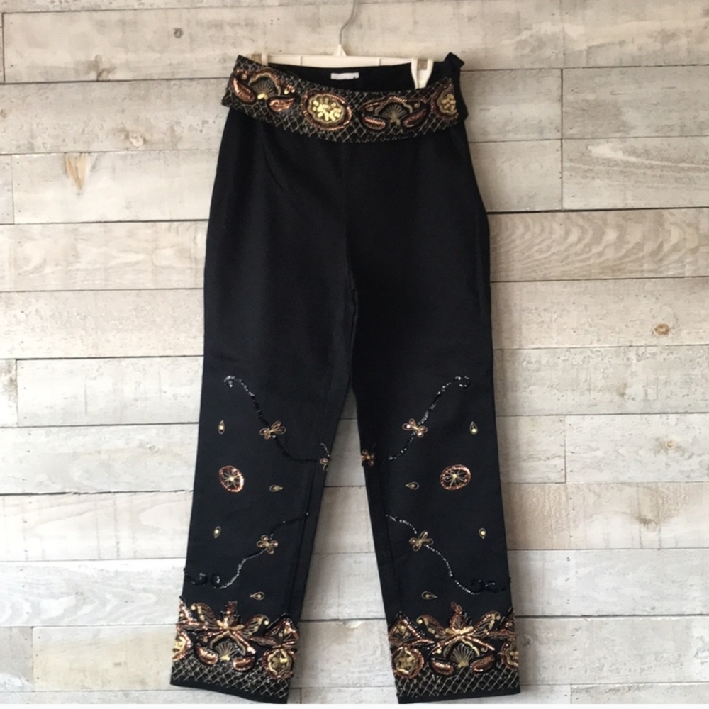 Gorgeous copper Gold and black sequins crop dress pants
